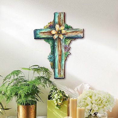 Teal Wooden Cross By G. Debrekht