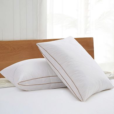 Unikome Luxury Bed Pillows For Sleeping 2 Pack, Supportive Breathable Gusset Goose Down Pillow