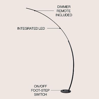 Enzo Contemporary Minimalist Metal Arc Dimmable Integrated Led Floor Lamp