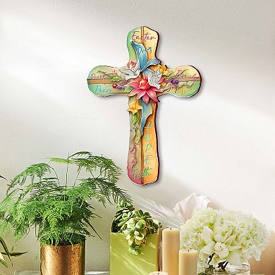 Easter Wooden Cross With Doves By G. Debrekht