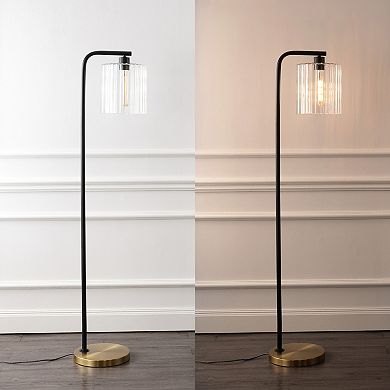 Easton Modern Minimalist Metal/ribbed Glass Led Floor Lamp