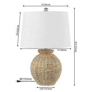 Nora Rustic Coastal Rattan Globe Led Table Lamps