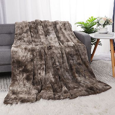 Luxury Shaggy Faux Fur Blanket Reversible Throw Blanket For Sofa, Couch And Bed