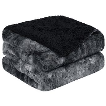 Luxury Shaggy Faux Fur Blanket Reversible Throw Blanket For Sofa, Couch And Bed