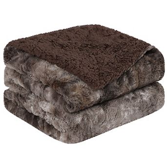 Luxury Shaggy Faux Fur Blanket Reversible Throw Blanket For Sofa, Couch And Bed