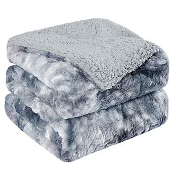 Luxury Shaggy Faux Fur Blanket Reversible Throw Blanket For Sofa, Couch And Bed