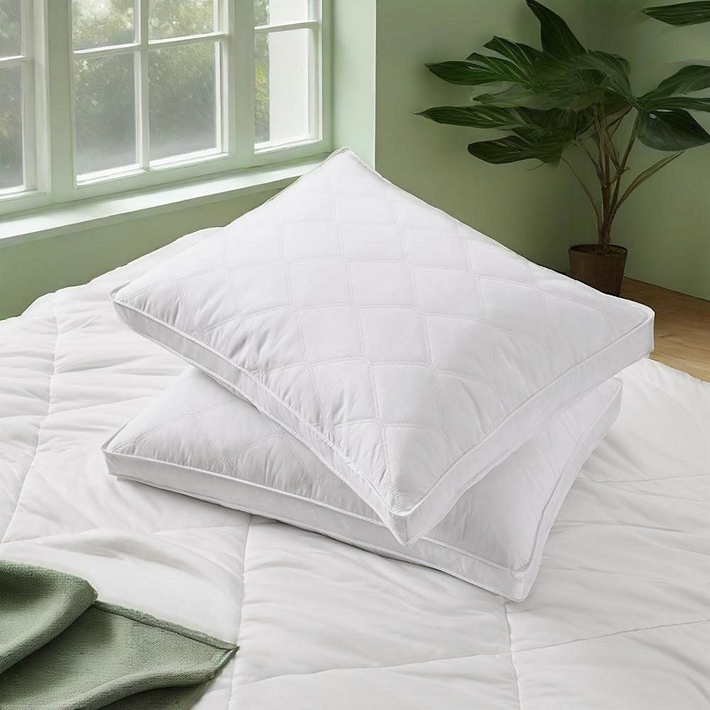 Unikome Set Of 2 Soft And Comfortable Medium Firm Bed Pillows, Goose Down Feather Sleeping Pillows