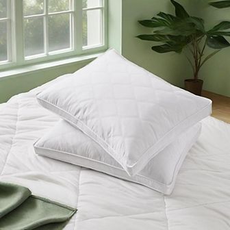 Unikome Set Of 2 Soft And Comfortable Medium Firm Bed Pillows, Goose Down Feather Sleeping Pillows