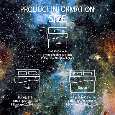 Galaxy Bed Sheet Set, 4 Piece Soft Polyester Microfiber Bedding Set