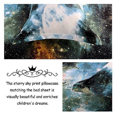 Galaxy Bed Sheet Set, 4 Piece Soft Polyester Microfiber Bedding Set