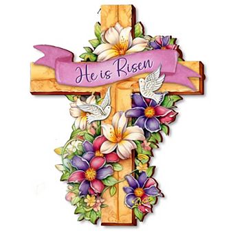 He Is Risen Wooden Cross By G. Debrekht