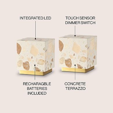Lara Glam Terrazzo Rechargeable/cordless Dimmable Integrated Led Mini Table Lamp With Touch Sensor