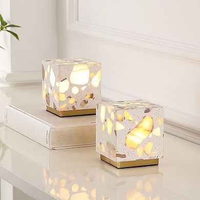 Lara Glam Terrazzo Rechargeable/cordless Dimmable Integrated Led Mini Table Lamp With Touch Sensor