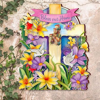 Bless Our Home Wooden Cross By G. Debrekht