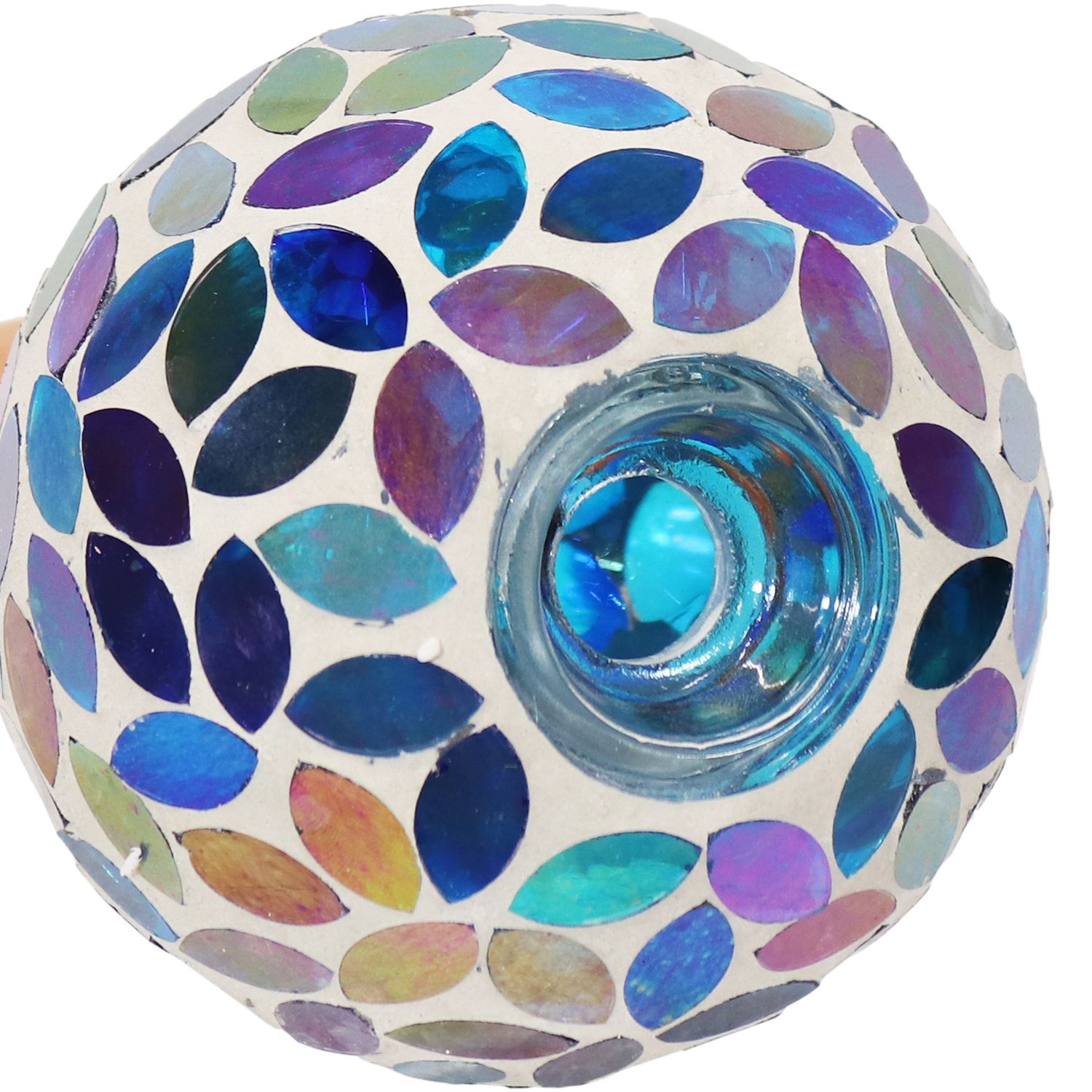Sunnydaze Mosaic Glass Plant Watering Globe with Clay Spike