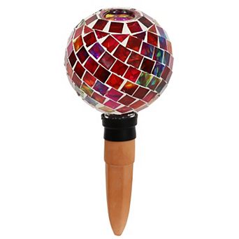 Sunnydaze Mosaic Glass Watering Globe with Clay Spike