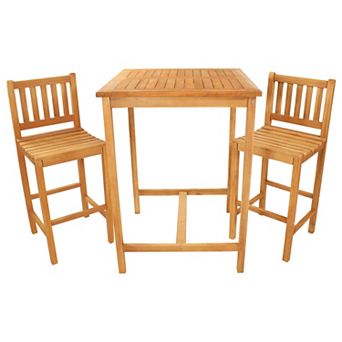 Sunnydaze 3 pc Teak Outdoor Bar Set - Brown