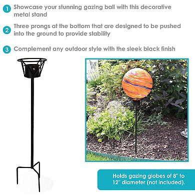 Sunnydaze Simple 3-Prong Steel Gazing Globe Stand - 24 in - Black