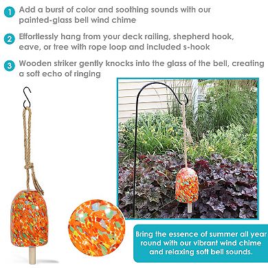 Sunnydaze Natural Melody Glass Wind Chime Bell - 7.5 in - Tropical Popsicle