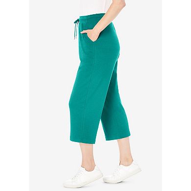 Woman Within Plus Size Sport-Knit Pull-On Capri Pants