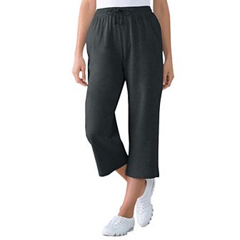 Woman Within Plus Size Sport-Knit Pull-On Capri Pants