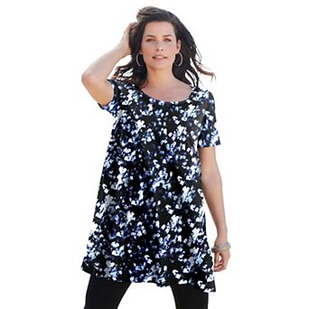 Roaman's Women's Plus Size Cotton Ultimate Scoopneck Swing Tunic