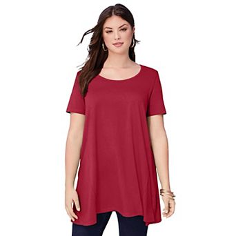 Roaman's Women's Plus Size Plus Size Cotton Ultimate Scoopneck Swing Tunic