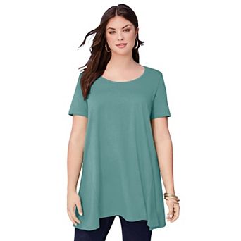 Roaman's Women's Plus Size Plus Size Cotton Ultimate Scoopneck Swing Tunic