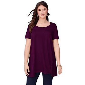 Roaman's Women's Plus Size Plus Size Cotton Ultimate Scoopneck Swing Tunic