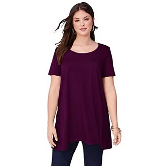 Roaman's Women's Plus Size Plus Size Cotton Ultimate Scoopneck Swing Tunic