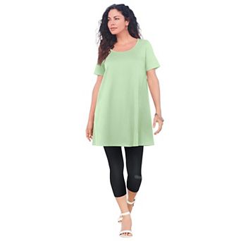 Roaman's Women's Plus Size Plus Size Cotton Ultimate Scoopneck Swing Tunic