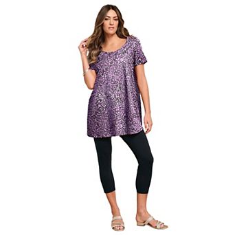 Roaman's Women's Plus Size Plus Size Cotton Ultimate Scoopneck Swing Tunic