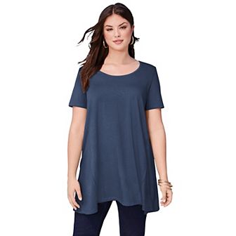 Roaman's Women's Plus Size Plus Size Cotton Ultimate Scoopneck Swing Tunic