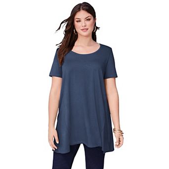 Roaman's Women's Plus Size Cotton Ultimate Scoopneck Swing Tunic