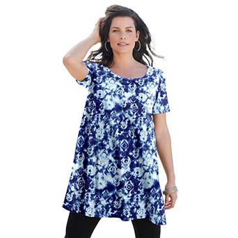 Roaman's Women's Plus Size Cotton Ultimate Scoopneck Swing Tunic
