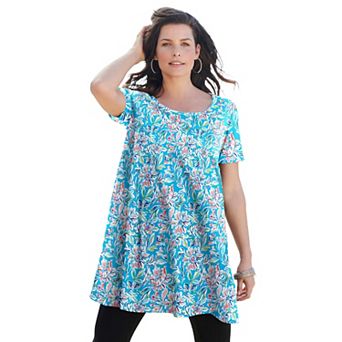 Roaman's Women's Plus Size Cotton Ultimate Scoopneck Swing Tunic