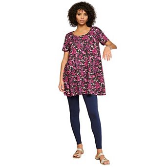 Roaman's Women's Plus Size Cotton Ultimate Scoopneck Swing Tunic