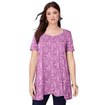 Roaman's Women's Plus Size Cotton Ultimate Scoopneck Swing Tunic