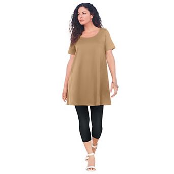 Roaman's Women's Plus Size Plus Size Cotton Ultimate Scoopneck Swing Tunic