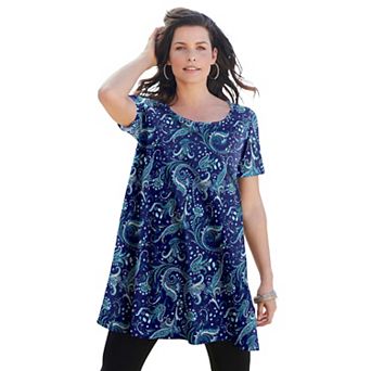 Roaman's Women's Plus Size Cotton Ultimate Scoopneck Swing Tunic