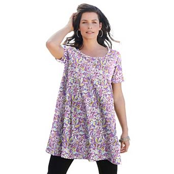 Roaman's Women's Plus Size Cotton Ultimate Scoopneck Swing Tunic