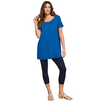 Roaman's Women's Plus Size Cotton Ultimate Scoopneck Swing Tunic