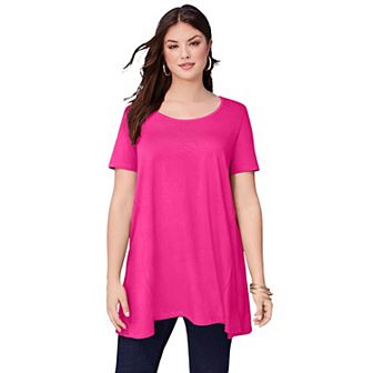 Roaman's Women's Plus Size Plus Size Cotton Ultimate Scoopneck Swing Tunic