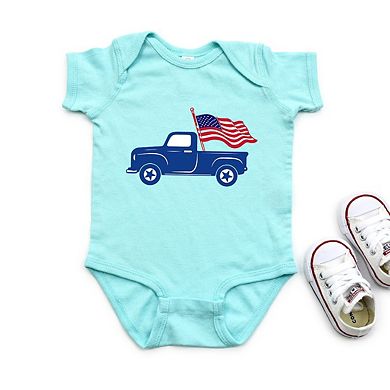 Truck With Flag Baby Bodysuit