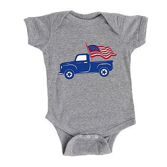 Truck With Flag Baby Bodysuit