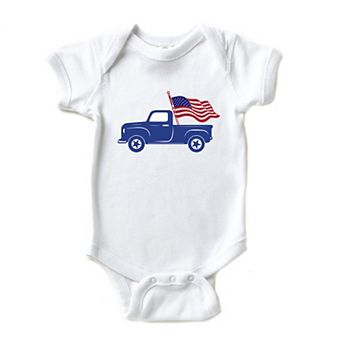 Truck With Flag Baby Bodysuit