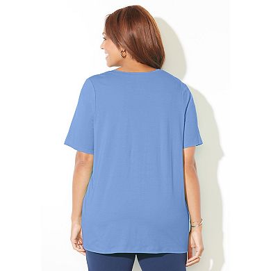 Catherines Women's Plus Size Suprema Lace-Up Tee