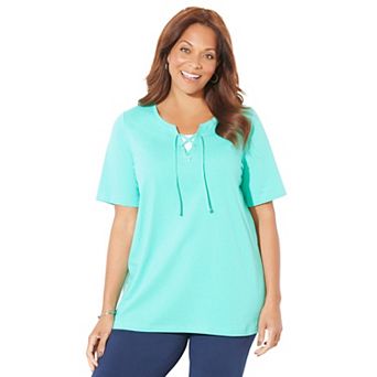 Catherines Women's Plus Size Suprema Lace-Up Tee