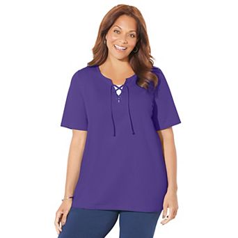 Catherines Women's Plus Size Suprema Lace-Up Tee