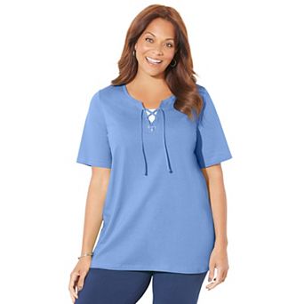 Catherines Women's Plus Size Suprema Lace-Up Tee